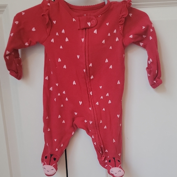 Carter's Pink Heart Print Footie - Picture 1 of 3